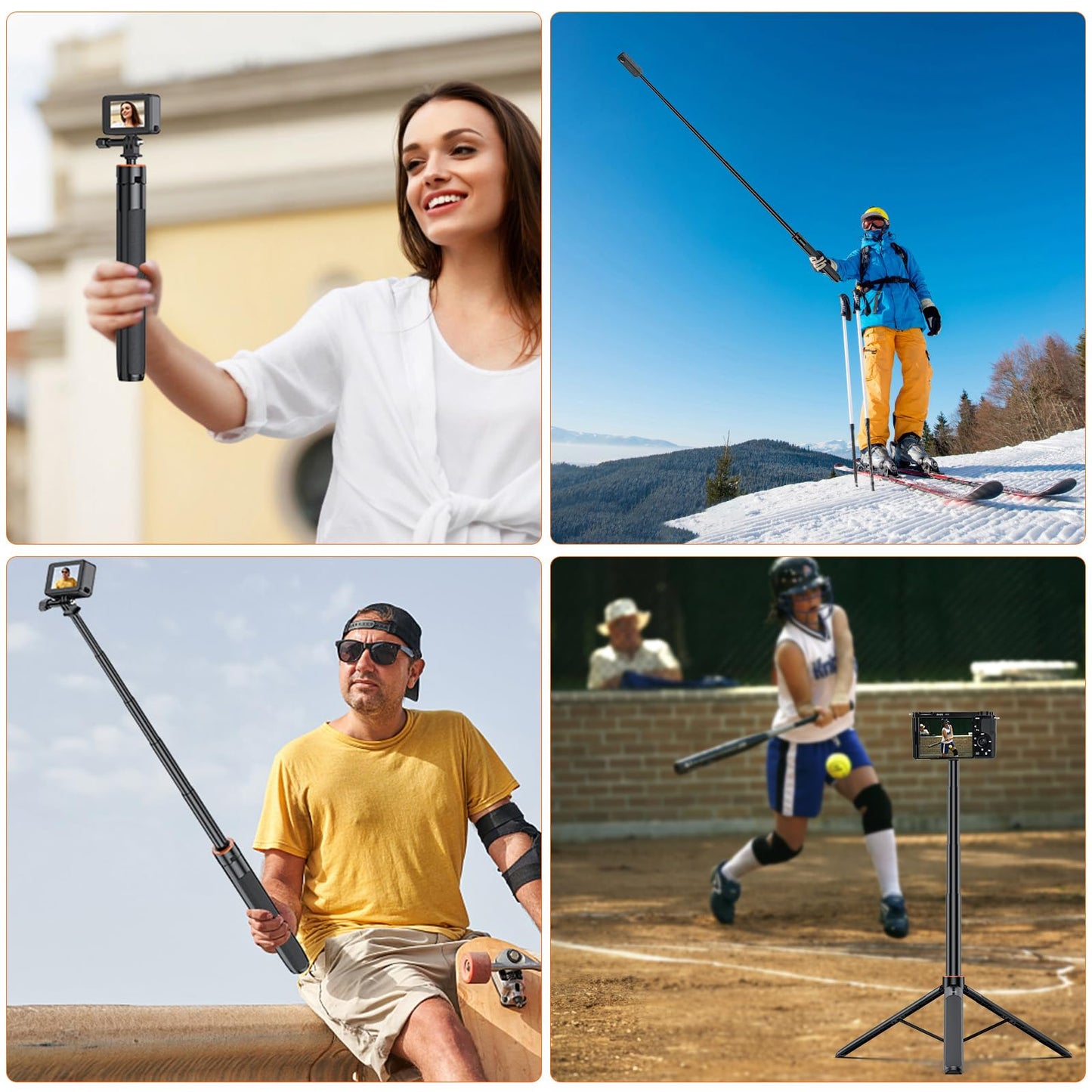 UURig TP21 54inch Telescopic Selfie Stick Long with Tripod, Waterproof Hand Grip with 1/4" Screw for Insta360 X5/X4 /X3/X2 /ACE PRO, DJI Osmo Action 5Pro/4/3,Pocket 3,GoPro Hero 13 12 11 10 9