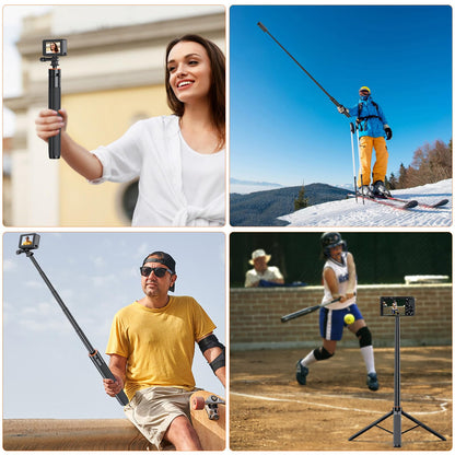 UURig TP21 54inch Telescopic Selfie Stick Long with Tripod, Waterproof Hand Grip with 1/4" Screw for Insta360 X5/X4 /X3/X2 /ACE PRO, DJI Osmo Action 5Pro/4/3,Pocket 3,GoPro Hero 13 12 11 10 9