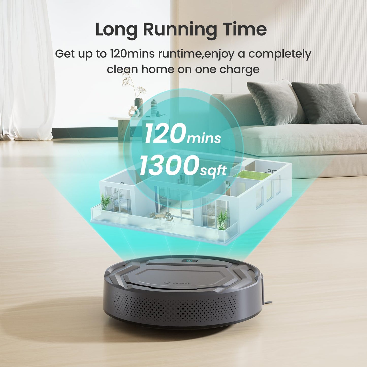 Lefant M210 Pro Robot Vacuum, 3 Adjustable Suction, WiFi/APP/Alexa, 120 Min Runtime, Self-Charging Robotic Vacuums, Slim, Quiet, 6 Cleaning Modes Ideal for Pet Hair, Hard Floors