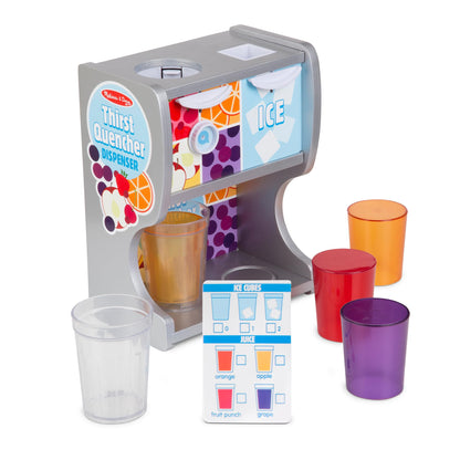 Melissa & Doug Wooden Thirst Quencher Drink Dispenser With Cups, Juice Inserts, Ice Cubes - FSC Certified