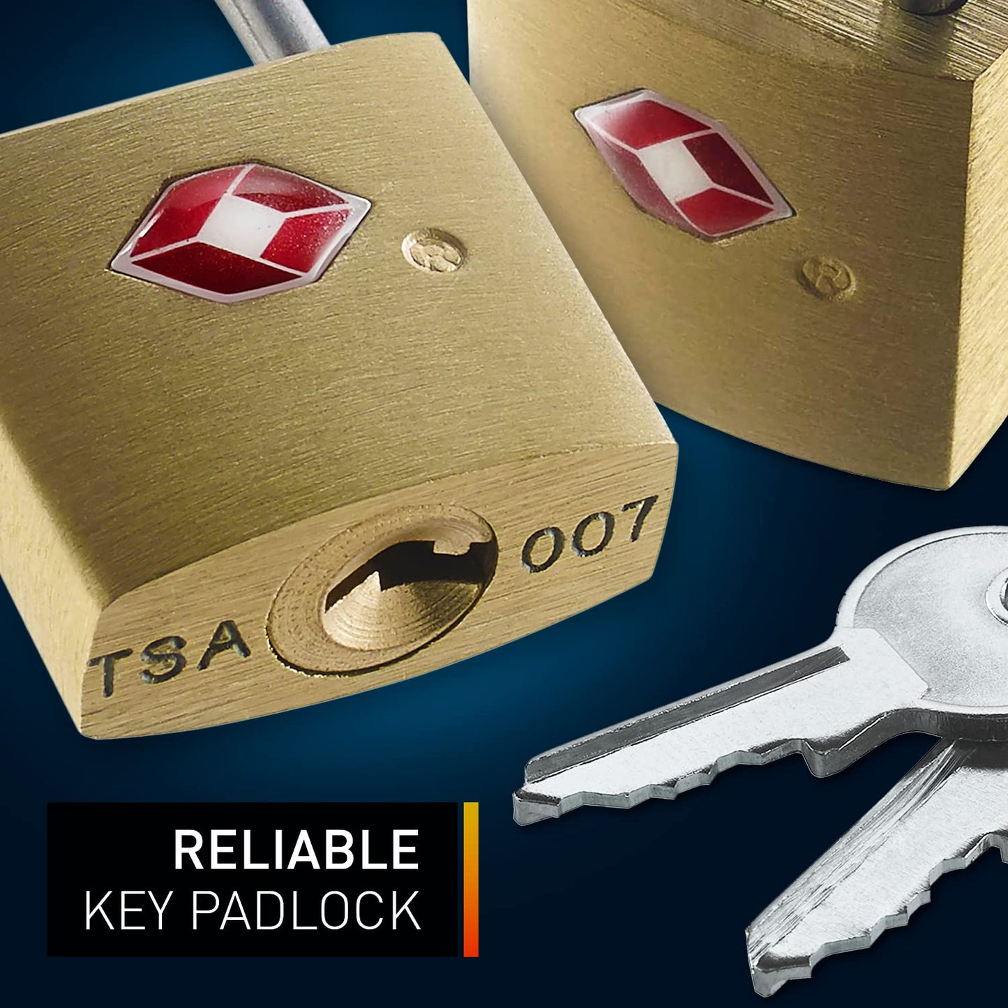 Lewis N. Clark Mini Brass Square TSA Lock + Padlock for Luggage, Suitcase, Carry On, Backpack, Laptop Bag or Purse - Perfect for Airport, Hotel, & Gym, 2 Keys Included - 3 Pack