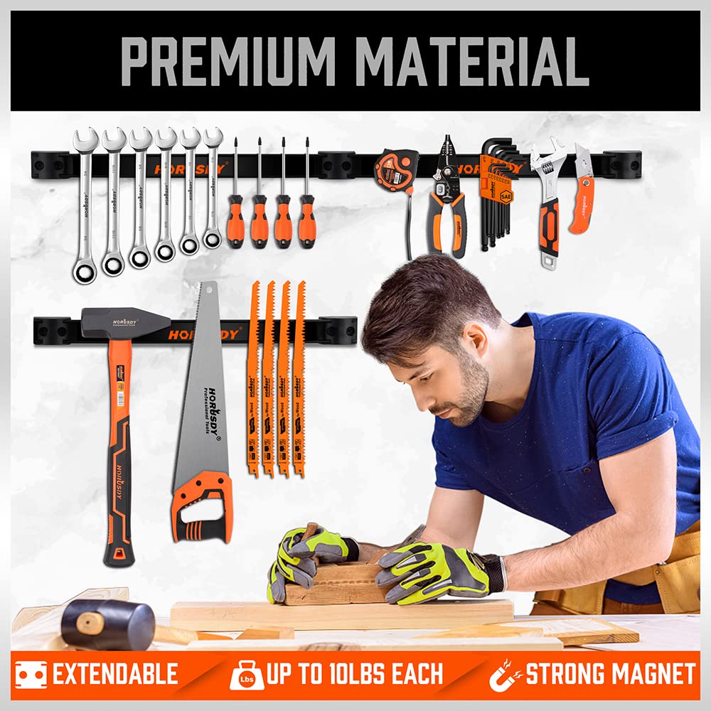 HORUSDY 12" Magnetic Tool Holder Strip, 4-Pack Tool Magnet Bar for Garage Organization, Shop Organization, Mounting Screws Included.