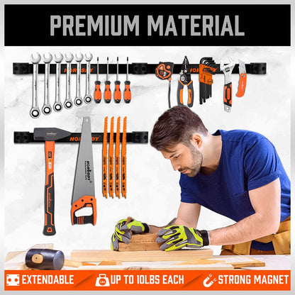 HORUSDY 12" Magnetic Tool Holder Strip, 4-Pack Tool Magnet Bar for Garage Organization, Shop Organization, Mounting Screws Included.