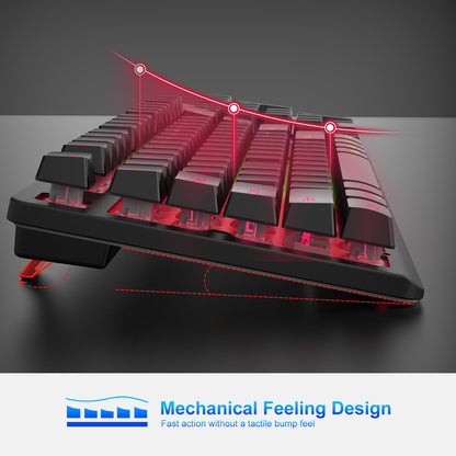 NPET S21 Wireless Gaming Keyboard and Mouse Combo, RGB Backlit Quiet Ergonomic Mechanical Feeling Keyboard, Gaming Mouse 3200DPI, for Desktop