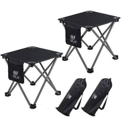 Opliy Camping Stool 2 Pack,13.5 Inch Portable Folding Stool for Outdoor Gardening and Beach Hiking Fishing,Foot Stool with Carry Bag (Black)