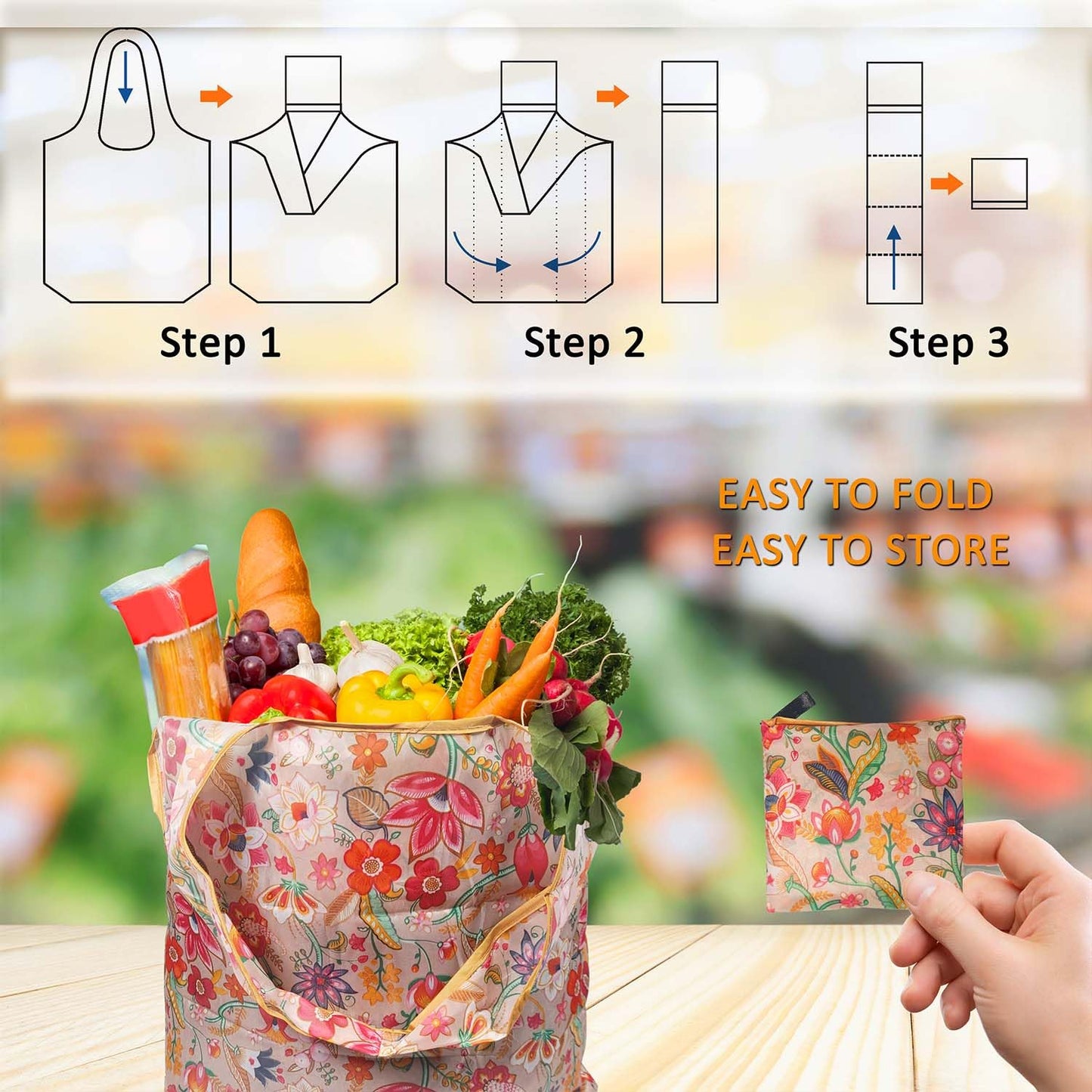 Noilk Reusable Grocery Bags, Versatile Tote Bag For Women Gift, Bulk Stylish Foldable Shopping Totes With Handles, Practical Use Ideal For Storage, Travel & Beach