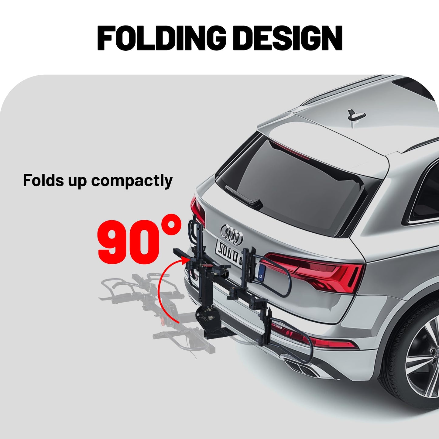 Young 200 lbs. 2 Bike Rack Hitch Mount Platform Style for Cars Trucks SUVs Minivans, fits MTB Gravel Road Bike with Up to 5-inch Fat Tire Carrier Rack - 2" Hitch Receiver