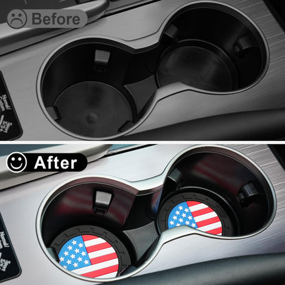 JUSTTOP Car Cup Holder Coaster,American Flag Non-Slip Insert Car Cup Coaster,Car Accessories Interior for Women and Man,4 Pack Multicolour