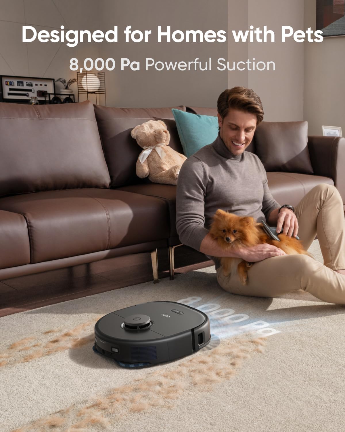 eufy Renewed X10 Pro Omni Robot Vacuum and Mop Combo, 8,000 Pa Suction, Dual Mops with 12 mm Auto-Lift and Carpet Detection, AI Obstacle Avoidance, Auto Mop Washing, Auto Drying, Self-Emptying