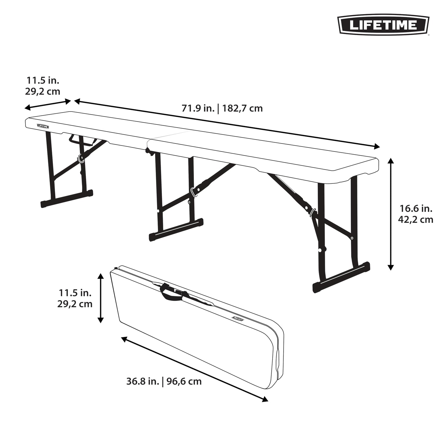 Lifetime 80305 Portable Folding Bench, White