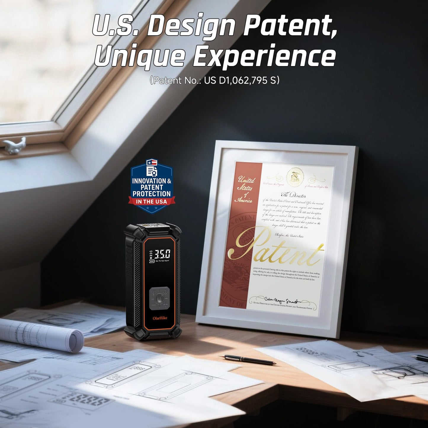 OlarHike Cordless Tire Inflator Portable Air Compressor, 150PSI Dual Power - 5400mAh & 12V DC, Air Pump for Car Tires, Bike, Motorcycle, Bicycle, Electric Pump with LED Light & Digital Pressure Gauge