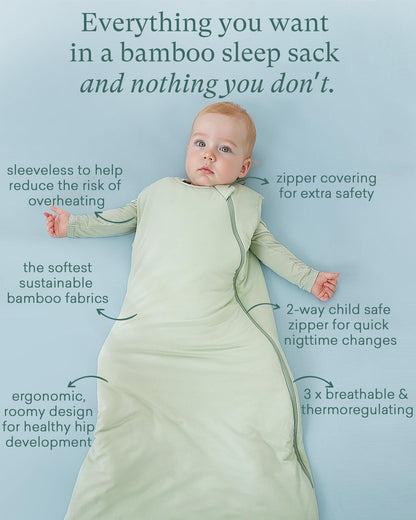 PurComfy Supersoft Sleep Sack 1.0 TOG, Premium Bamboo Viscose Baby Sleeping Bag, 2-Way Safe Zipper Sleep Sacks 6-15 Months (Slate)