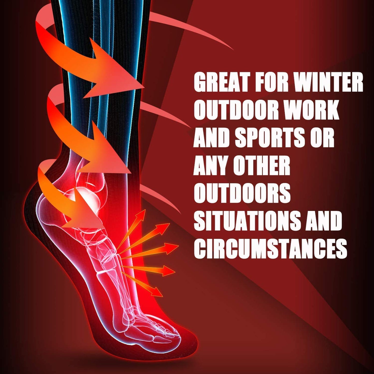 Rechargeable Electric Heated Socks Winter Heating Socks, 4500mAh Battery Powered Cold Weather Heat Socks for Sports Outdoor Hunting Skiing Riding Fishing （US6-9）