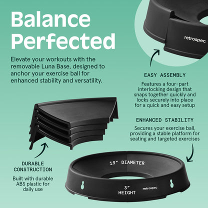 Retrospec Luna Exercise Ball with Pump - Anti-Burst Fitness Equipment for Yoga, Core Training & Stability - Home Gym Swiss Ball for Office & Pregnancy