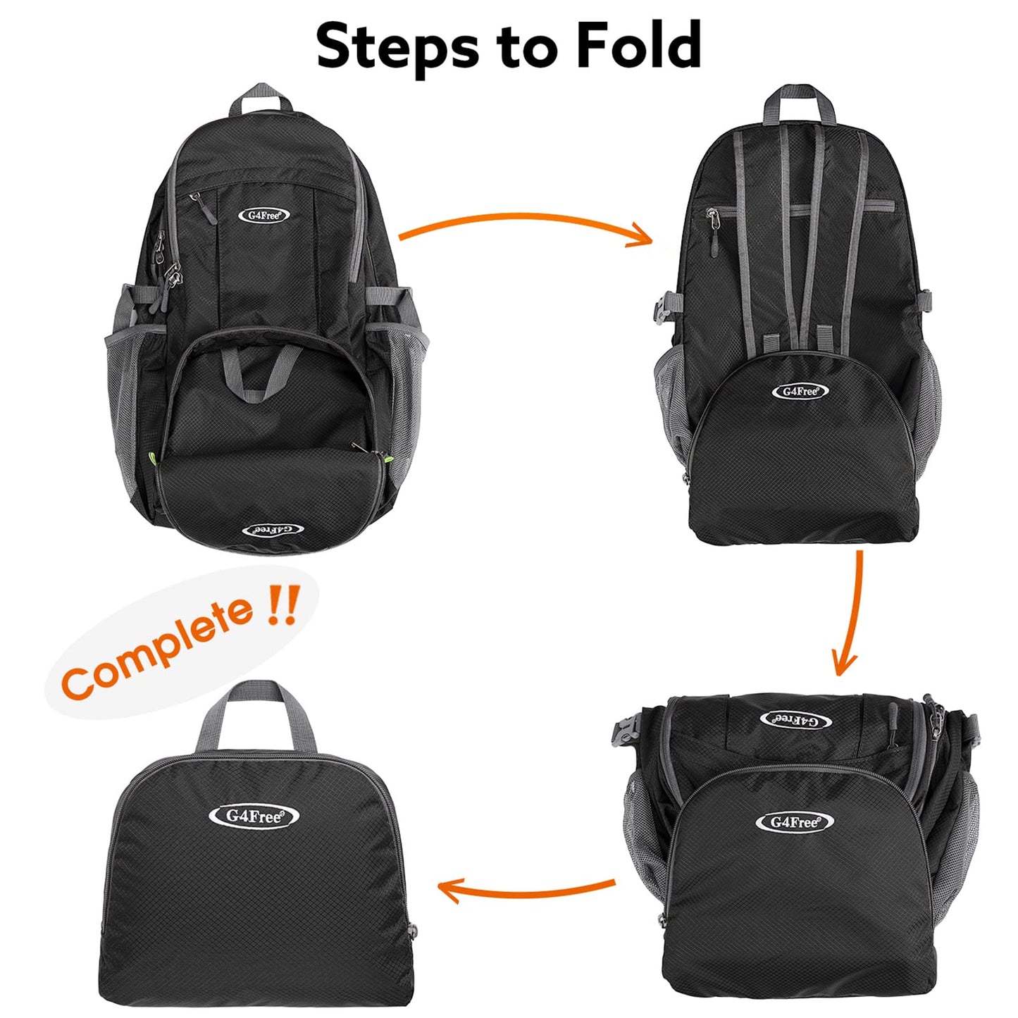 G4Free 40L Lightweight Packable Hiking Backpack, Waterproof Travel Daypack