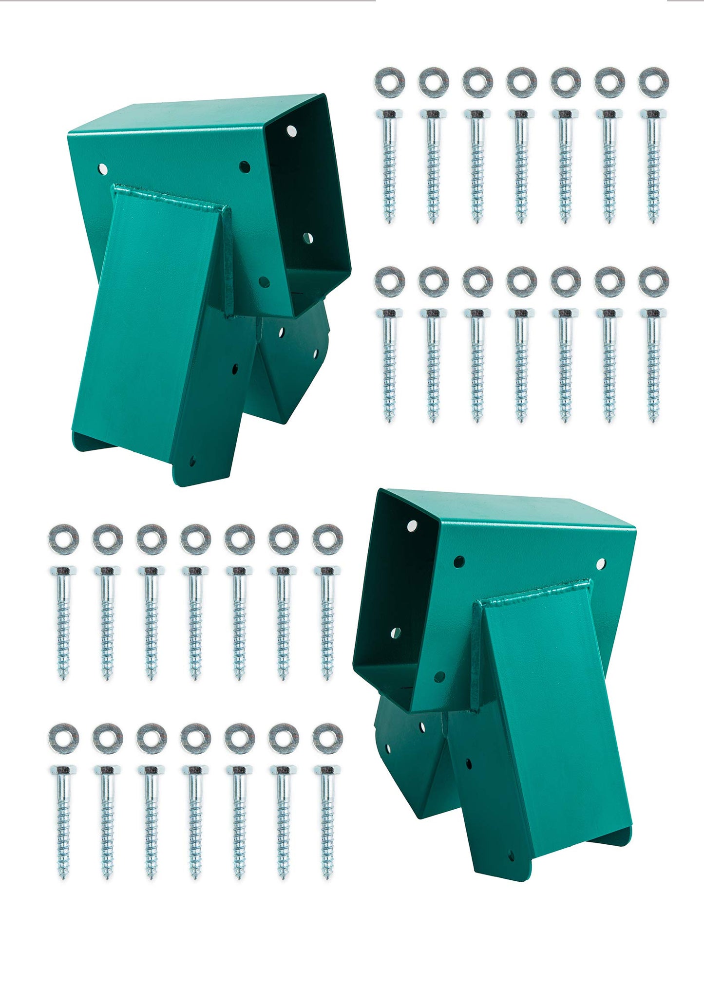 HANDYGO Swing Set Brackets - Heavy Duty Steel Kit, 2 DIY Wooden Swing Hardware Bracket, Playground Equipment Parts, with Mounting Accessories, for Outdoor Play, Green