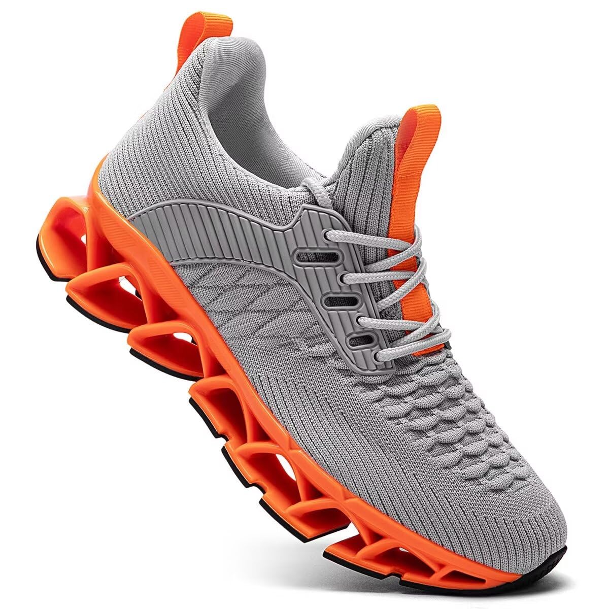 Men's Running Shoes Breathable Mesh Walking Shoes Slip on Tennis Sneakers Fashion Non Slip Work Sport Gym Cross Trainers Beige Orange