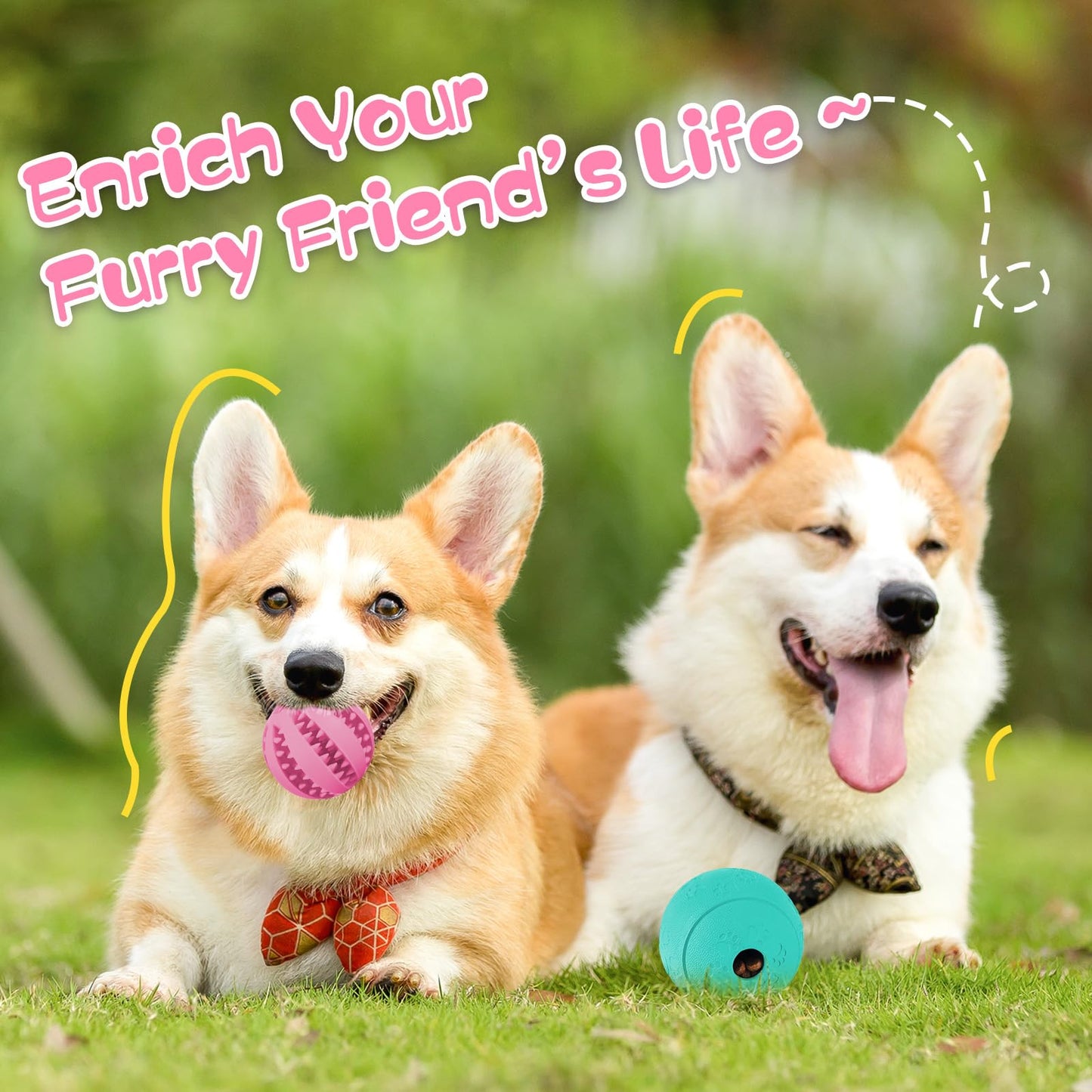 HIPPIH Dog Puzzle Toys & Interactive Toys for Large & Small Dogs - IQ Training, Chewing, Teeth Cleaning & Treat Dispensing - 2 Pack