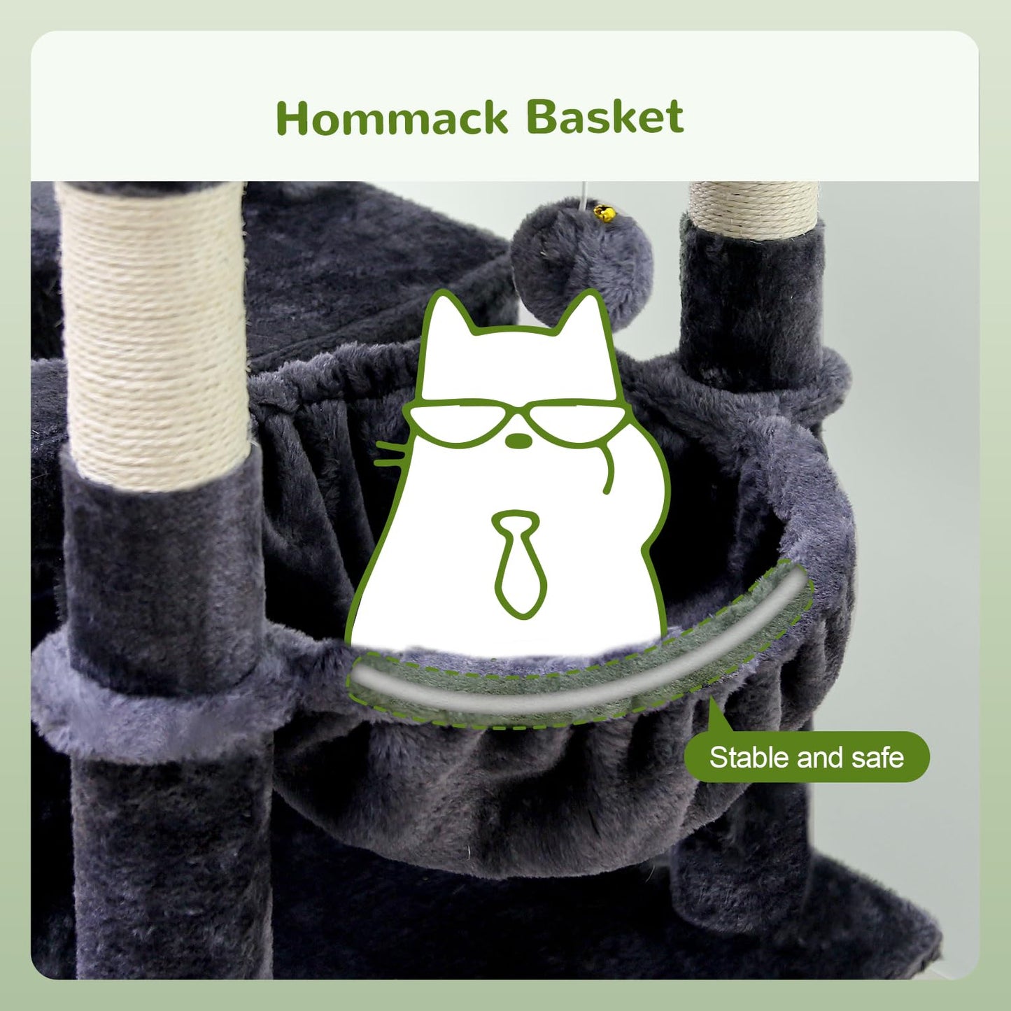 Globlazer Heavy Duty Cat Trees for Large Cats, Sturdy 72in Maine Coon Cat Tree for Large Cats 20 lbs+ Heavy Duty Cat Tower for Adult Biggest Cat with 6 Scratching Posts, Hammock, S72, Dark Gray