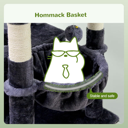 Globlazer Heavy Duty Cat Trees for Large Cats, Sturdy 72in Maine Coon Cat Tree for Large Cats 20 lbs+ Heavy Duty Cat Tower for Adult Biggest Cat with 6 Scratching Posts, Hammock, S72, Dark Gray
