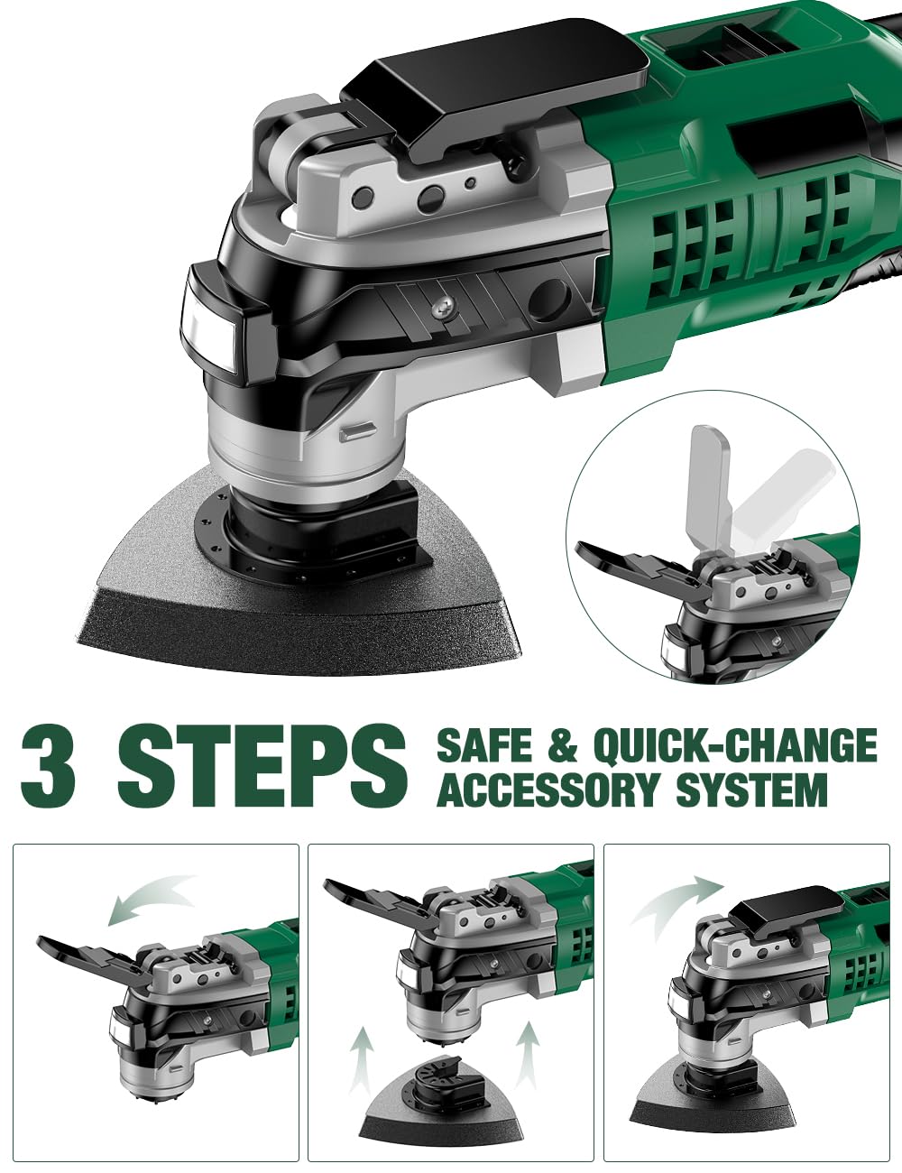KIMO 20V Cordless Oscillating Tool Kit with 26-Pcs Accessories, Max 21000 OPM, 6 Variable Speed & 3° Oscillating Angle, Battery Powered Oscillating Multi-Tool for Cutting Wood/Nailing/Scraping/Sanding