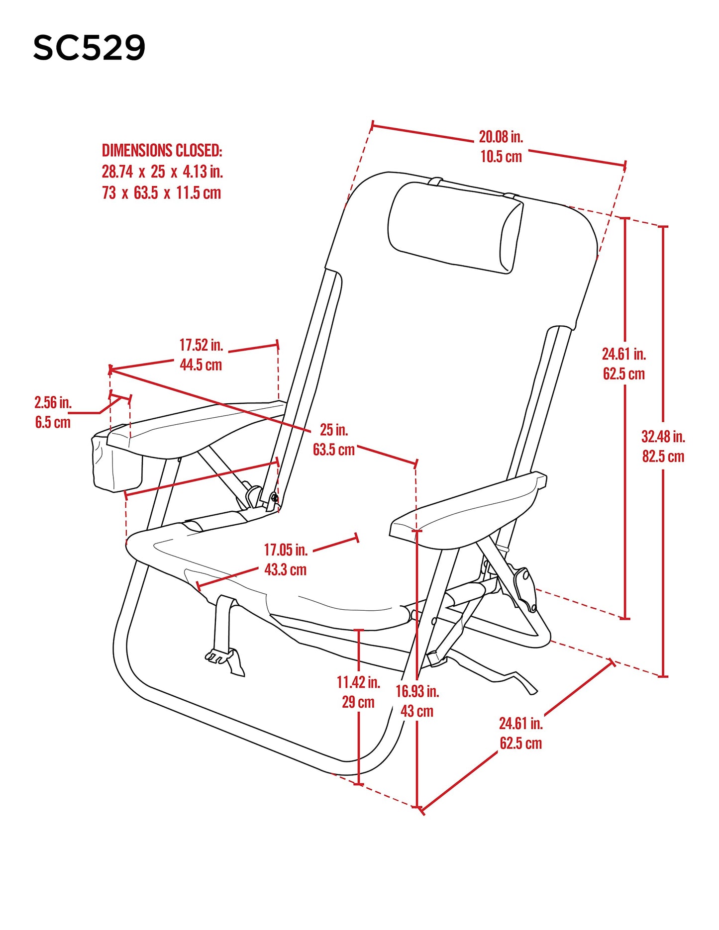 RIO Gear Beach Lace-Up Suspension Folding Beach Chair, Navy , 44.7" x 25.5" x 26.5"