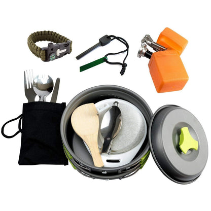 MalloMe Camping Cookware 18pc Mess Kit w/Backpacking Stove – Camping Cooking Set for Backpacking Gear - Camping Pots and Pans Set w/Camping Pot Pan Stove Utensils Camp Kitchen Equipment Accessories