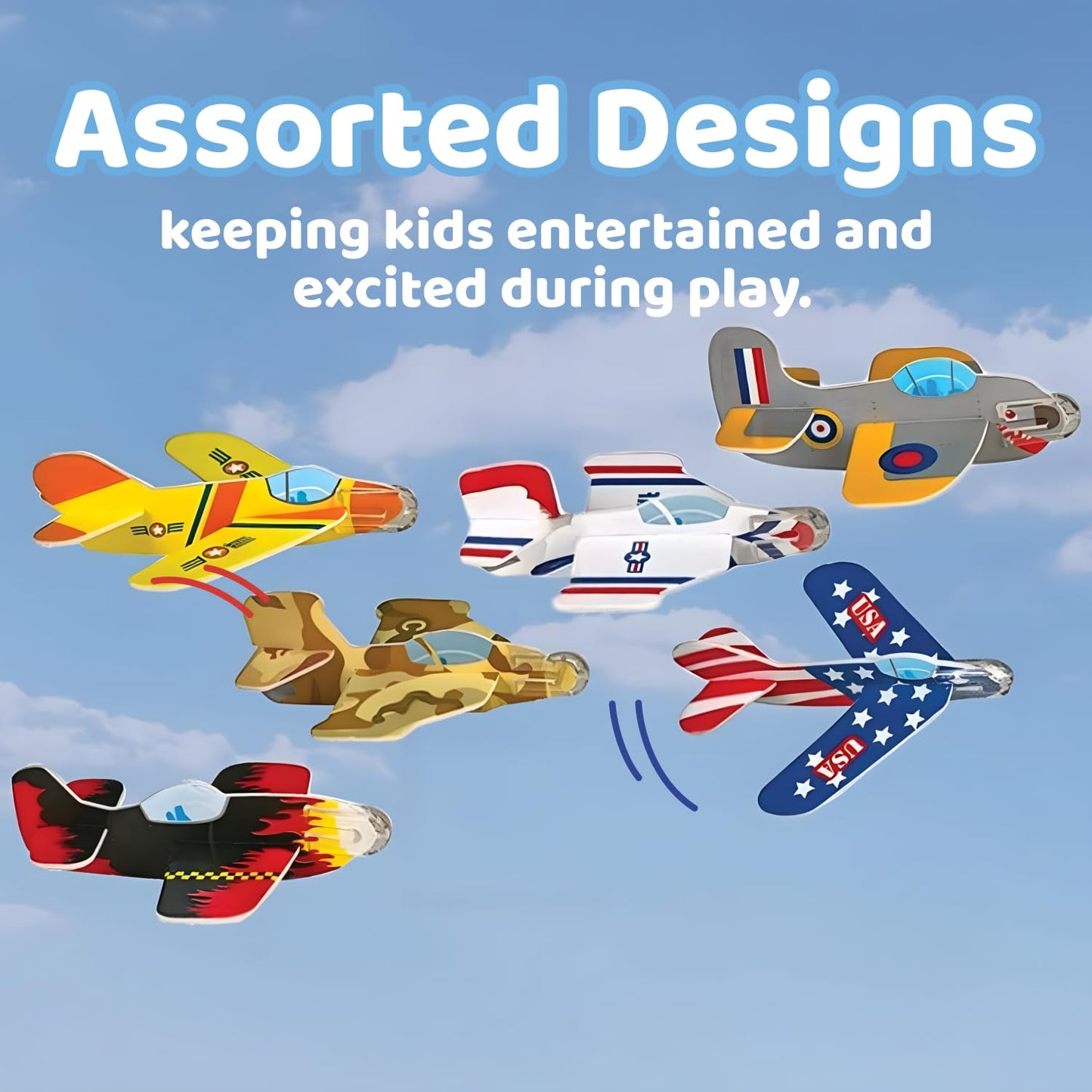 Neliblu Bulk Pack of 72 Carnival Prizes and Foam Airplanes for Kids - Party Pack Individually Wrapped Flying Paper Planes - Assorted Designs - Foam Airplanes for Kids Party and Pinata Filler