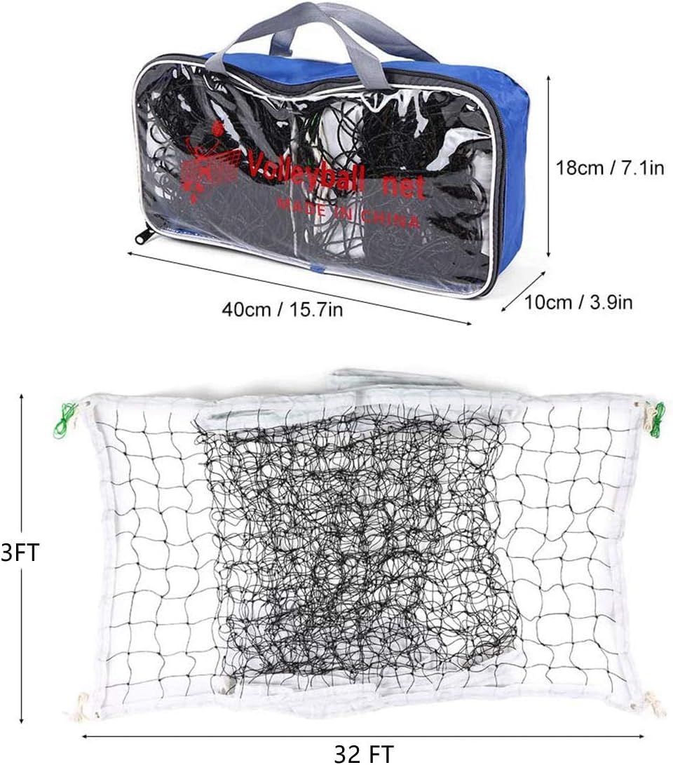 Professional Volleyball Net,Pool Volleyball Net with Aircraft Wire Rope, 32 FT x 3 FT, for Indoor and Outdoor (No Poles)