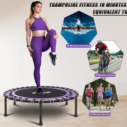 Newan 40" Silent Mini Trampoline Fitness Trampoline Bungee Rebounder Jumping Cardio Trainer Workout for Adults-Max Limit 330lbs