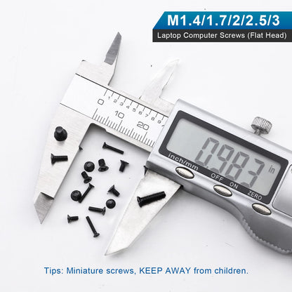 NINDEJIN 720pcs Laptop Notebook Computer Carbon Steel Screws Kit Set, Flat Head Phillips Screw Assortments, M1.4/1.7/2/2.5/3 Countersunk ssd Screws Accessories for SSD Toshiba DELL Sony Samsung