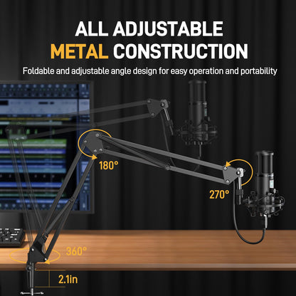 MAONO USB Recording Microphone Kit, Professional Condenser Microphone for PC with One-Touch Mute and Mic Gain Knob for Singing, Podcast, Studio, Streaming PM421