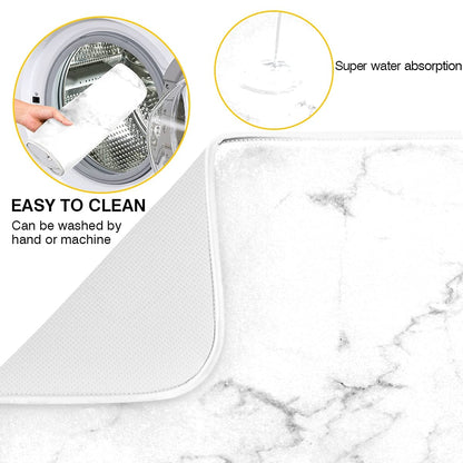 Absorbent Dish Drying Mat for Kitchen Counter - Marble Print Microfiber Drying Pad, Reversible Drainer Mats for Countertop, Large 18 x 24 inch