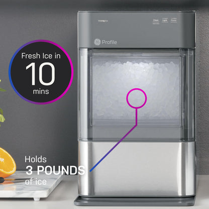 GE Profile Opal 2.0, Chewable Crunchable Countertop Nugget Ice Maker, Scoop included, 38 lbs in 24 hours, Pellet Ice Machine with WiFi & Smart Connected, Stainless Steel