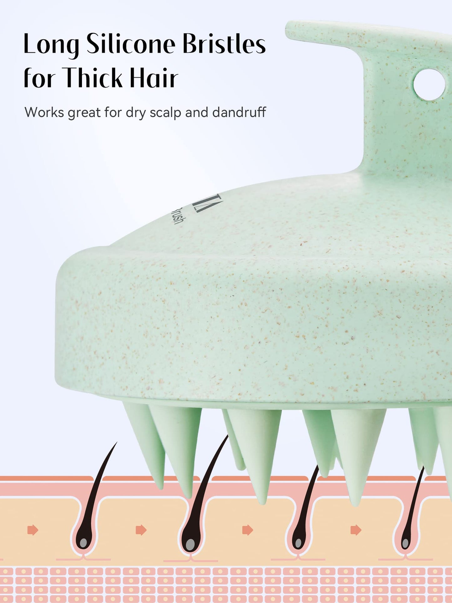 HEETA Scalp Massager Hair Growth, Soft Silicone Scalp Scrubber Shampoo Brush for Exfoliation, Dandruff Removal & Head Massage Stress Relax, Wet & Dry Use for Thick, Thin Hair Care, Wheat Straw Green