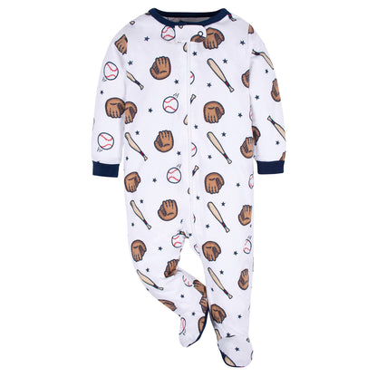 Gerber Baby Boy's 4 Pack Sleep 'N Play Footie, Sports Blue, 6-9 Months