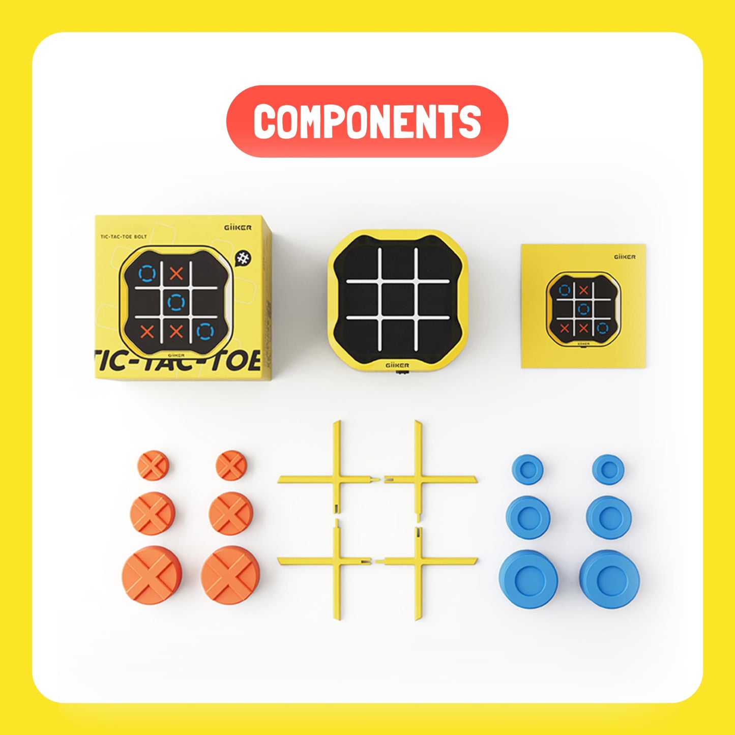 GiiKER Tic Tac Toe Bolt Game, Original 3-in-1 Handheld Puzzle Game, Portable Travel Games for Car Ride, Toys Gift Idea for Kids and Adults, Birthday Gifts for Boys Girls