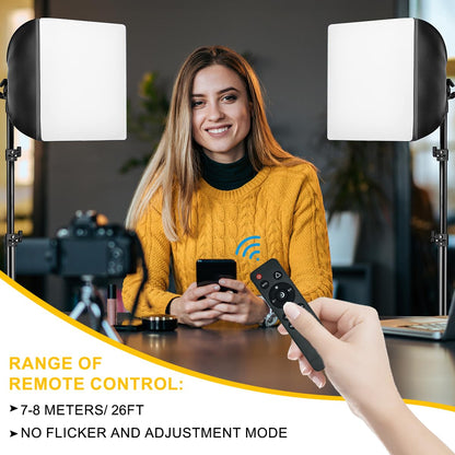 MOUNTDOG Softbox Lighting Kit, 2X 16'' x 16'' Photography Softbox Lighting with 2pcs 85W E27 Socket LED Bulbs and Remote Studio Light for Portrait Product Fashion Photography