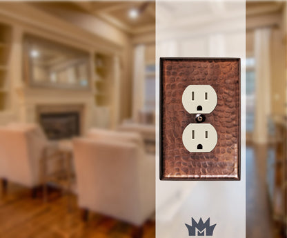Monarch Abode 1-Gang Duplex Wall Plate, Hand Hammered Pure Copper Decorative Outlet Covers, Electrical Outlet Cover Plates, Pure Copper