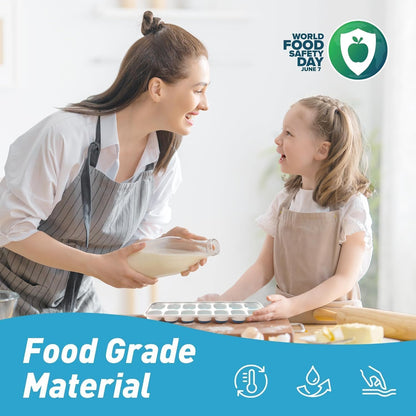 Ice Cube Tray with Lid, 4 Packs 56 Cubes Durable Stackable Ice Cube Trays for Freezer with Removable Lids, Easy-Release Plastic & Silicone Ice Tray for Cocktail, Coffee