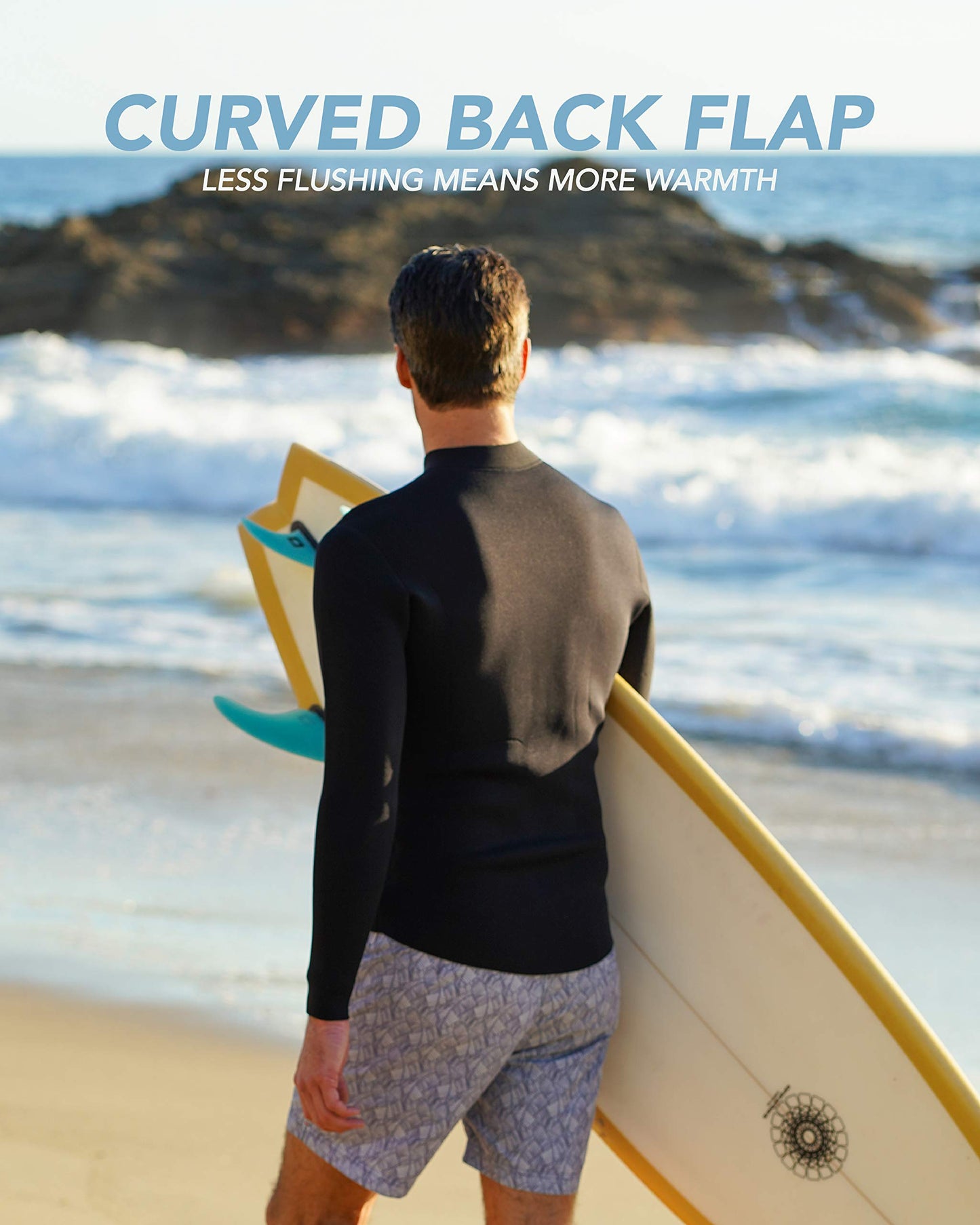 Surf Squared Men's Wetsuit Top Jacket 2mm or 3mm - Neoprene Long Sleeve for Warmth & Comfort, Extended Back Flap - Ideal for Surfing, Snorkeling & Watersports - 2X-Large - 3MM