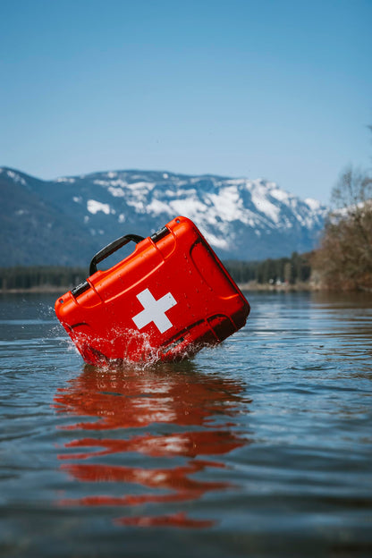 NANUK 903 Waterproof First Aid Box Empty – Durable, Medical First Aid Organizer Case, IP67-Rated, Dustproof, Impact-Resistant, and Floats (7.4" x 4.9" x 3.1") – Red