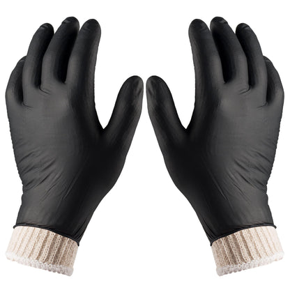 Nechtik BBQ Gloves - Disposable with 4 Cotton Liners and 100 Black Nitrile Gloves - Machine Washable, Powder Free, Latex Free
