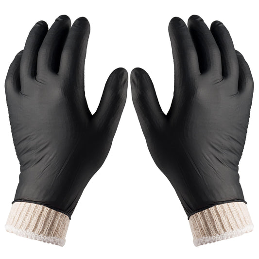 Nechtik BBQ Gloves - Disposable with 4 Cotton Liners and 100 Black Nitrile Gloves - Machine Washable, Powder Free, Latex Free