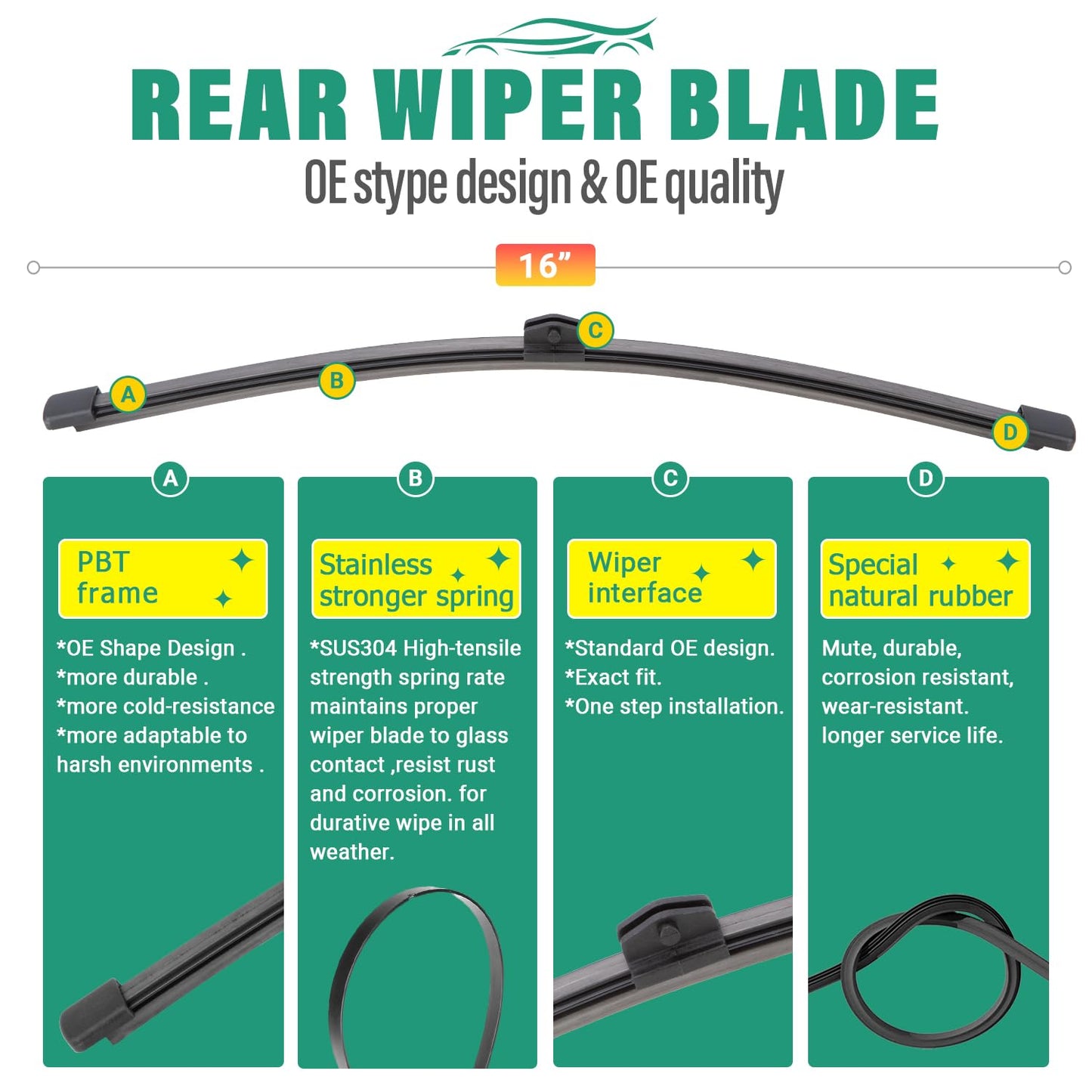 28" 18" 16" Windshield Wiper Blades Replacement for Mercedes Benz Metris 2016 2017 2018 2019 2020 2021 2022 2023 Premium All Weather Front Rear Wipers Set - OEM Quality (Pack of 3)