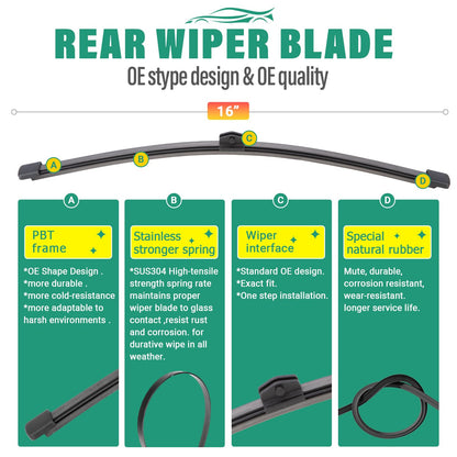 28" 18" 16" Windshield Wiper Blades Replacement for Mercedes Benz Metris 2016 2017 2018 2019 2020 2021 2022 2023 Premium All Weather Front Rear Wipers Set - OEM Quality (Pack of 3)