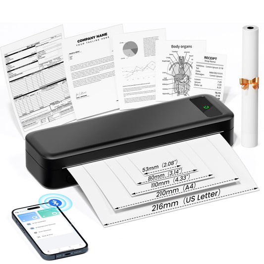 Portable Printers Wireless for Travel, Inkless Thermal Printer, Small Bluetooth Mobile Compact Printer Support 8.5" X 11" US Letter & A4,Compatible with iPhone Phone Laptop for Home Car Office Receipt