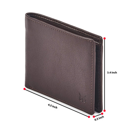 Real Leather Mens Bifold Wallet RFID Blocking Slim Minimalist Front Pocket - Thin & Stylish with ID Window in Gift Box (Nappa, Chocolate)
