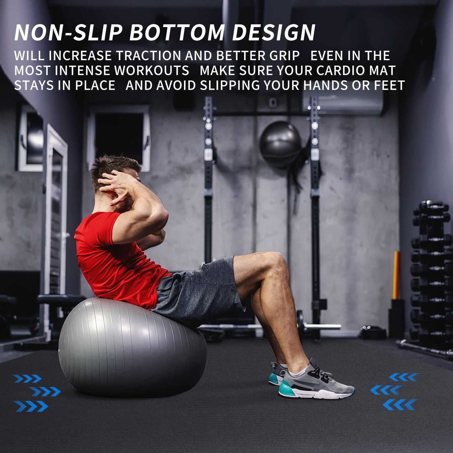 MRO Extra Large Exercise Mat For Home Gym, 8'x4.5'/7'x4.5'/6'x4.5'(7mm) Workout Mats for Gym Flooring, Non-Slip, Extra Thick Durable Cardio Mat, Ideal for Plyo, Weights, MMA, Jump Rope -Shoe Friendly