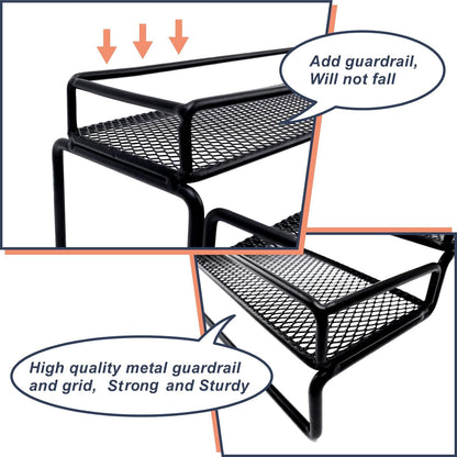 IFELS Spice Rack Organizer for Cabinet, 4 Tier Seasoning Organizer, Expandable Shelf,Step Storage Holder, Kitchen Cabinet Countertop,with Protection Railing, Metal (Black,4 Tier,2Pack)